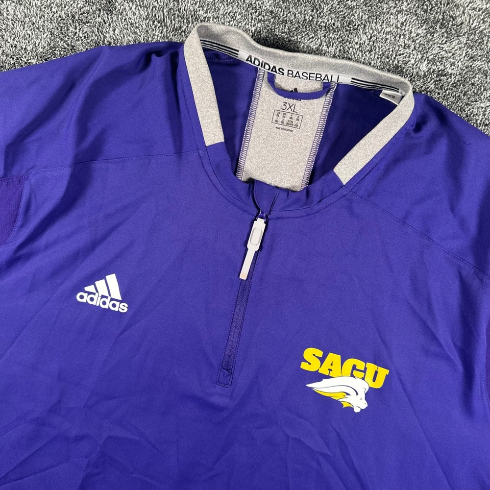 SAGU Lions Adidas Baseball Windbreaker Mens 3XL Purple 1/4 Zip Short Slv Nelson